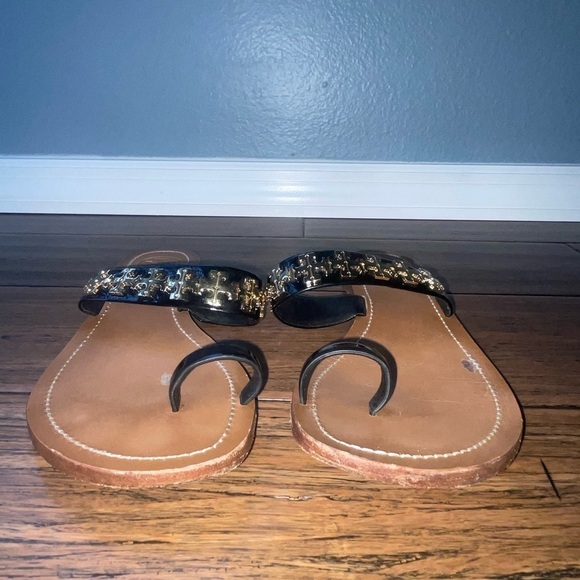 Rare Tory Burch miller sandals toe ring sandal logo sandal patent leather - Picture 5 of 16